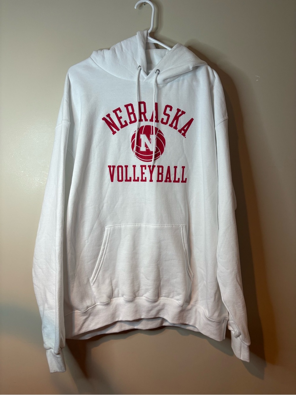 Champion White Nebraska Volleyball Pullover Hoodie NWOT